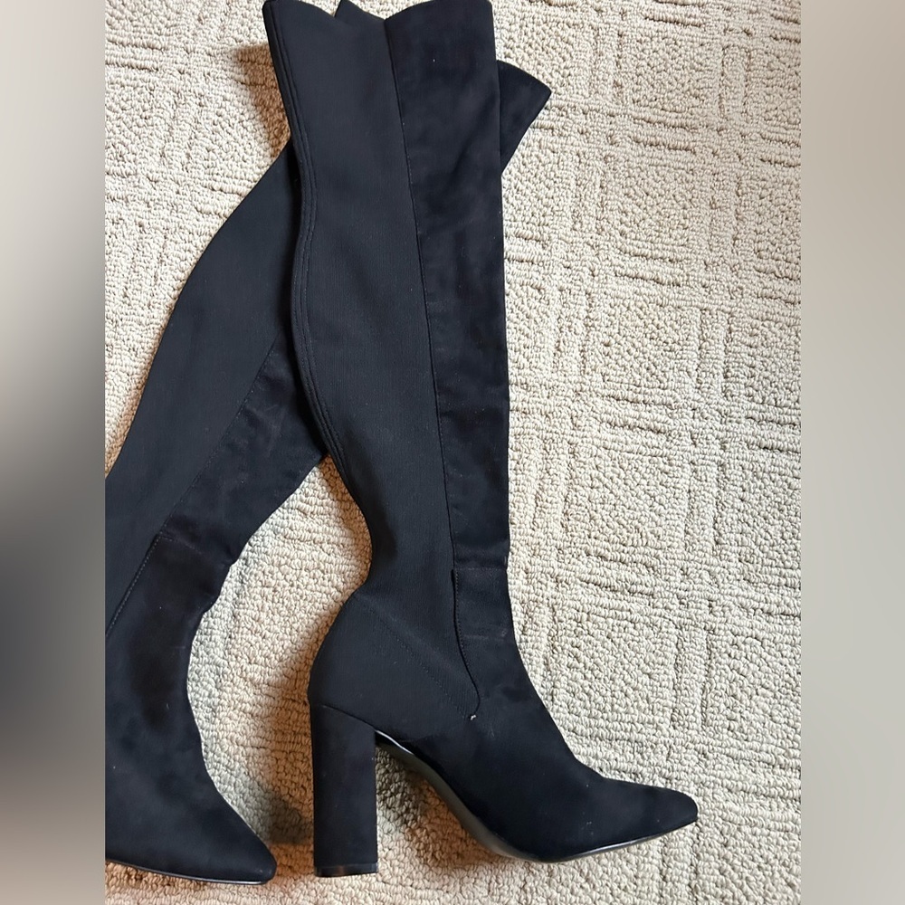 NWOT-Everley Elegant Black Over the Knee stretch Boots - Picture 2 of 7